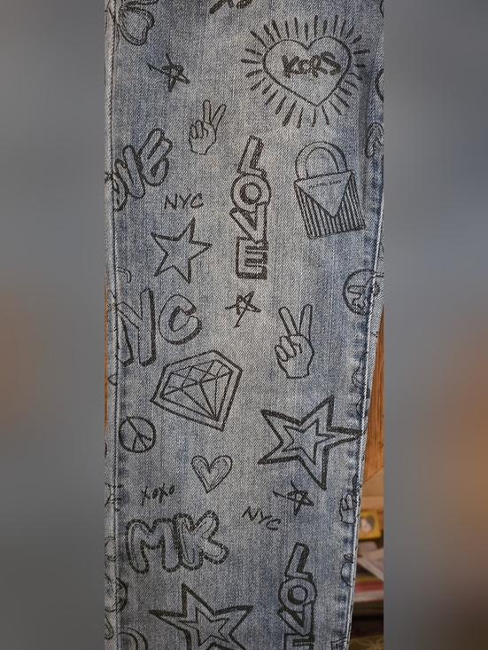 NWT! Michael Kors Light Blue Graphic Print Jeans - Picture 5 of 10